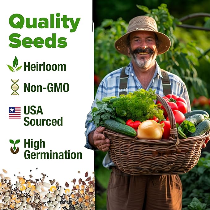 32 Heirloom Vegetable and Fruit Seeds for Planting - 16,000+ Seeds | Non-GMO Survival Seed Vault | High Germination | 32 Varieties of Vegetable Seeds for Your Home Survival Garden-PawvioPets