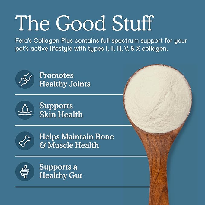 Fera Pets Cat & Dog Collagen Powder - Bone, Gut, Joint and Skin Supplement - 5 Types of Collagen + Clinically Studied UC-II® - 4.23 oz-PawvioPets