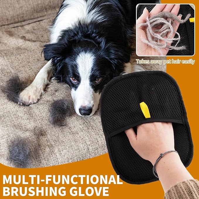 2PCS Electrostatic Pet Grooming Gloves, Reusable Hair Remover for Dog Cat Fur on Clothes Furniture Car Seat/Green-PawvioPets