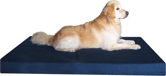 Dogbed4less Jumbo Orthopedic Memory Foam Dog Bed for Large Dogs with Durable Denim Cover, Waterproof Liner and Extra Pet Bed Case, 55X47X4 Inches-PawvioPets