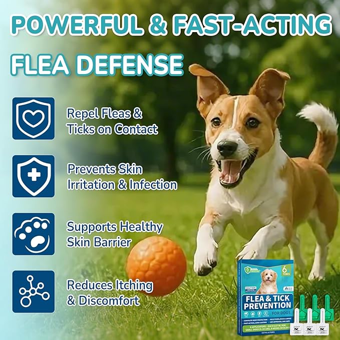 Flea and Tick Prevention for Small Dogs, 6-Month Supply Dog Flea and Tick Treatment Drops, Topical Fast-Acting Dog Flea Treatment for Small Dogs Up to 5 to 22 lbs-PawvioPets