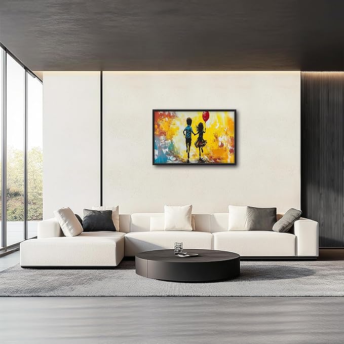 Framed Large Banksy Wall Art for Living Room, Oversized Colorful Graffiti Children Wall Decor, Peaceful Canvas Painting Pictures Modern Artwork Home Decoration for Living Room Bedroom 36"x24"-PawvioPets