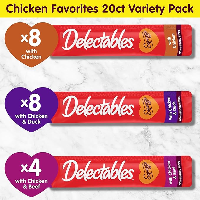 Delectables Squeeze Up Non-Seafood Variety Pack Lickable Cat Treat, 20 Count (Pack of 1)-PawvioPets