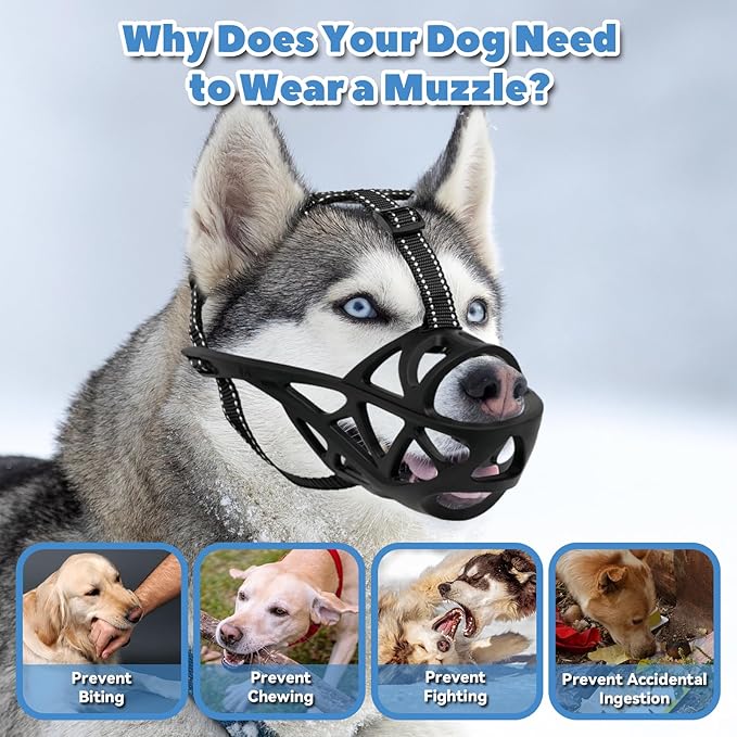 Dog Muzzle for Large Dogs, Medium and X-Large Aggressive Dog, Breathable Basket Muzzles, Suitable for Grooming Trimming Training, Allows Panting Drinking (Black, XL)-PawvioPets