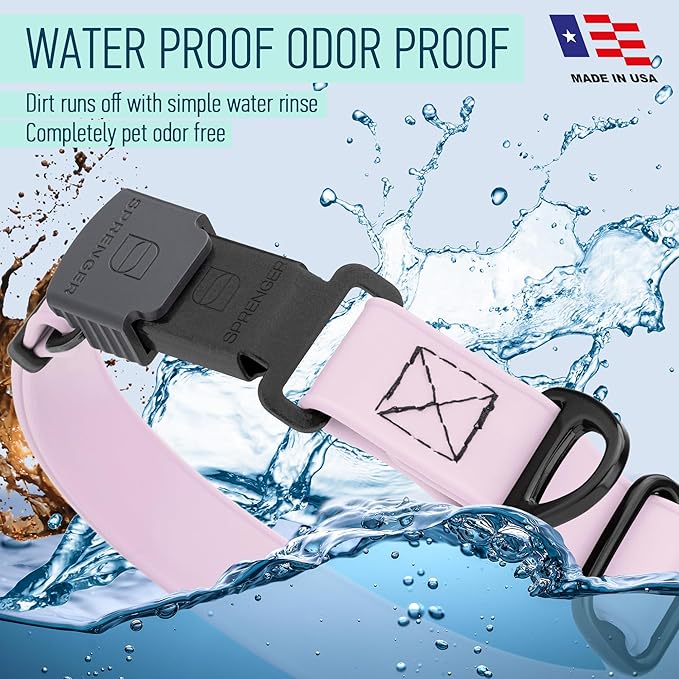 Dogline Biothane Waterproof Dog Collar with Herm Sprenger Black Stainless Steel Quick Release Buckle – Heavy Duty Tactical Durable Collar for Dogs – Comfortable and Safe Pet Collar, W 3/4" L 12-19"-PawvioPets