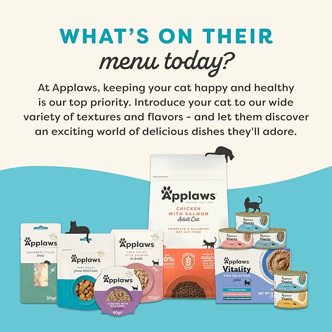 Applaws Vitality Wet Cat Food Paté, Natural Canned Cat Food, Wet Food for Cats with Added Vitamins and Minerals, Grain Free, Carrageenan Free, Tuna Fillet (24 Count, 5.5oz Cans)-PawvioPets