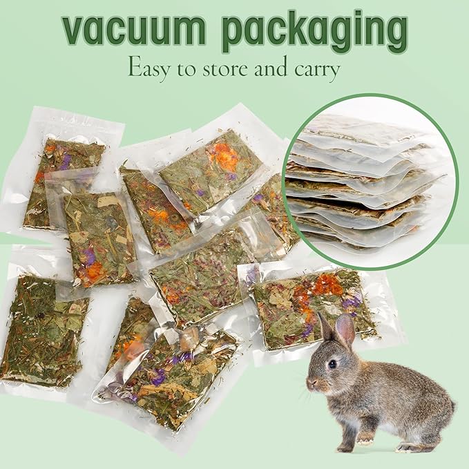 Abizoo Rabbit Natural Treats,10Pcs Timothy Hay Toys Chips Bunny chew Toys with Herbal Flowers Guinea Pig Treats for Hamster Chinchillas Gerbils Rats Small Animals Teeth Care Crisp Snacks-PawvioPets