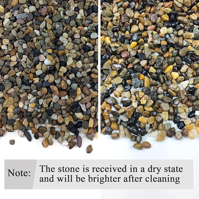 20lbs Natural Fish Tank Gravel,1/4 Inch Pea Gravel. Mixed Color River Rocks for Aquarium, Succulent, Vase, Cactus Bonsai, Plant Soil Cover and Outdoor Landscaping Rocks-PawvioPets
