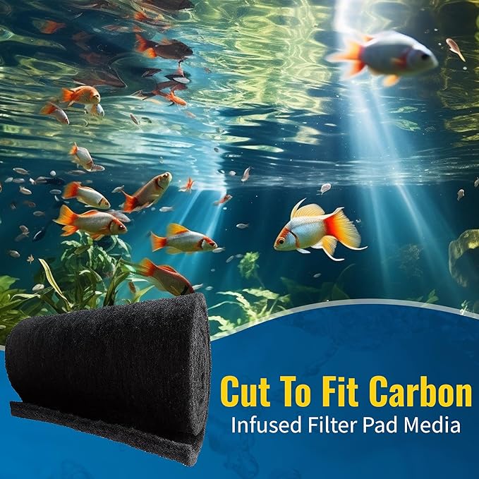 Aquarium Carbon Pad - Cut to Fit Carbon Infused Filter Pad Media for Clean & Clear Fish Tank and Ponds (Carbon filter - 5/8" Thickness, 1 Pack - 10.5" x 72")-PawvioPets