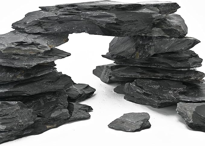 Aquarium Rocks 10LB Natural Slate Rock for Aquarium Landscaping for Terrariums, Reptile Habitats & Creative Aquascaping-3 to 8 Inches-PawvioPets
