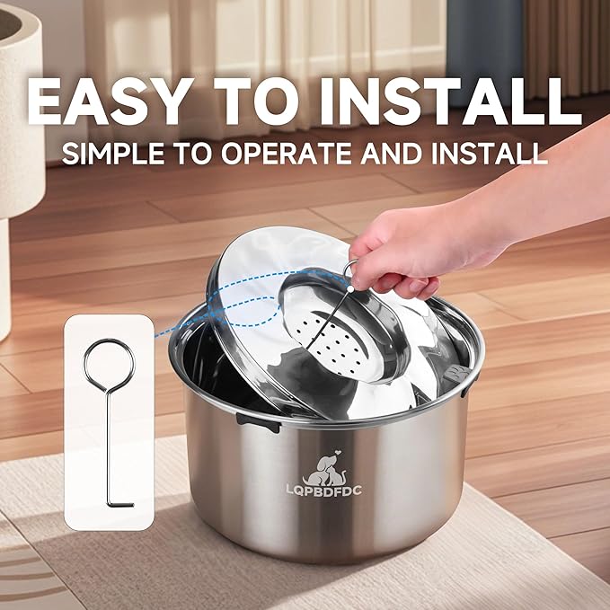 Dog Water Bowl No Spill, 5.6L/1.5 Gallon No Drip Slow Drinking Dog Water Bowl Dispenser Spill Proof, Large Stainless Steel Slobber Stopper for Messy Drinkers, Small Medium & Large Dogs-PawvioPets