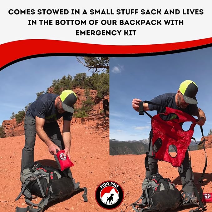 Fido Pro Airlift Emergency Dog Rescue Sling - Lightweight, Packable Dog Sling for Extra Large Dogs with 8-Point Support System for Safe Transport - Ideal for Hiking, Skiing - Fits Dogs 70-160 lbs-PawvioPets