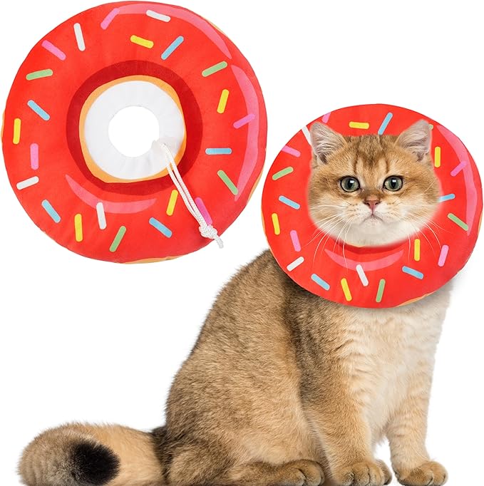 Cat Cone Collar Soft, Cat Recovery Collar for Wound Healing Cute Donut Adjustable Kitten Cones to Stop Licking Comfortable Lightweight Neck Elizabethan Collars for Kittens After Surgery-PawvioPets