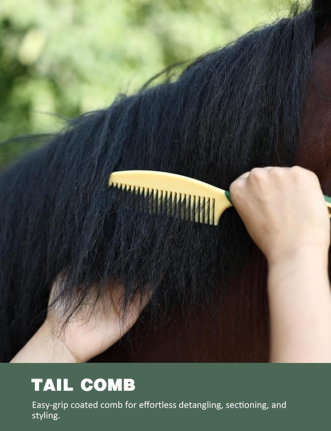 11PCS Horse Grooming Kit Curry Comb Sweat Scraper Horse Bathing Supplies Grooming Tools with Storage Bag Pasture Glow-PawvioPets