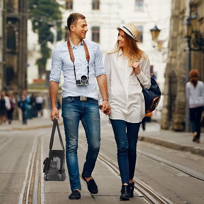 Cat Carrier, Dog Carrier, Pet Carrier, Foldable Waterproof Premium PU Leather Oxford Cloth Dog Purse, Portable Bag Carrier for Small to Medium Cat and Small Dog, Airline Approved Soft-Sided Carrier-PawvioPets