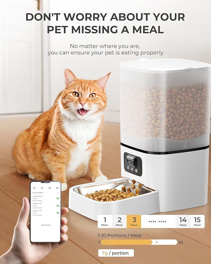 Automatic Cat Feeder with Camera,Adjustable Camera 5G/2.4G WiFi Timed cat Feed, auto cat Feeder, Automatic Pet Dispenser with HD Night Vision-PawvioPets
