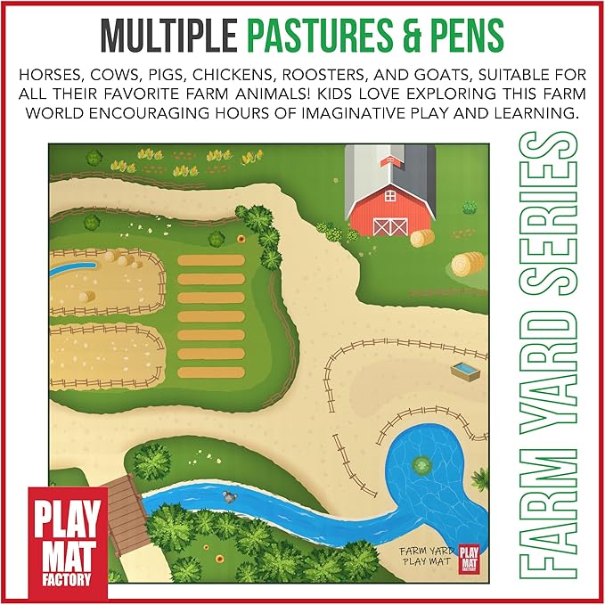 Farm Play Mat for Farm Toys | Foldable Solution |Large Size 57” x 57” | Farm Animals | Tractor Play| Activity Mat | by Play Mat Factory-PawvioPets