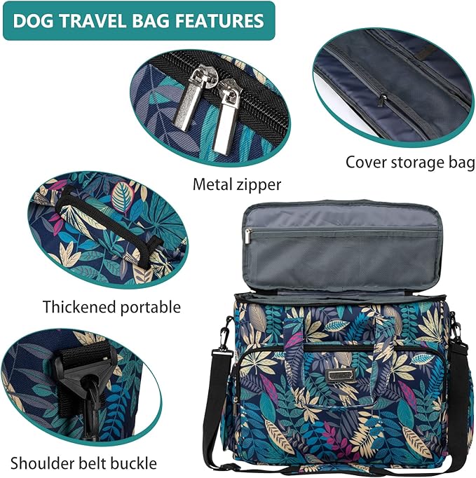 BAGLHER Dog Travel Bag, Pet Travel Bag (ALL Pet Travel Supplies), With 2 Pet Food Containers and 2 Collapsible Silicone Bowls; Essential Kits for Pet Travel Hawaii-PawvioPets