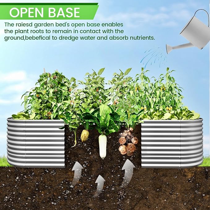 FRIZIONE 2pcs 9 in 1 Tall 8x2ft Galvanized Raised Garden Bed Outdoor,Steel Garden Bed for Vegetables,Above Ground Garden Box for Flower,Metal Raised Beds for Gardening-PawvioPets