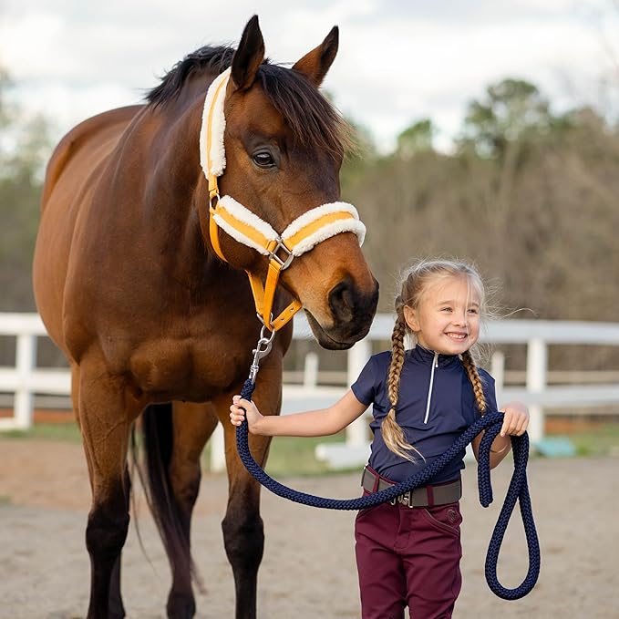 Equinavia Valkyrie Soft Ultra Fleece Padded Adjustable Breakaway Horse Halter - Golden Sunshine/White - Warmblood-PawvioPets