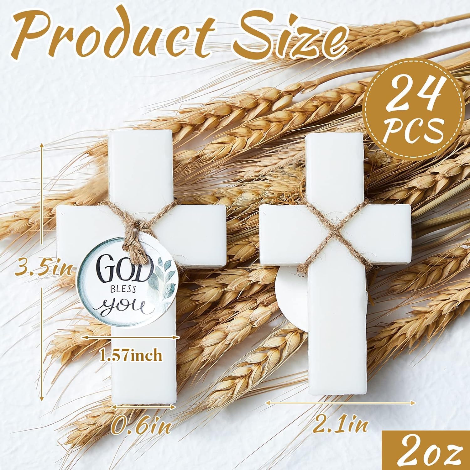 24 Pcs Cross Soap Baptism Favors, Baby Baptism Favor Scented Soap First Communion Gifts for Guests Party Wedding Birthday Gift Bridal