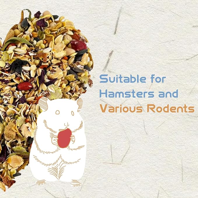 Garden Fruit & Vegetable Hamster Food Mix Natural Small Pet Food Made for Hamsters 1LB Critical Care Healthy Dwarf Hamsters Feed New Packaging-PawvioPets