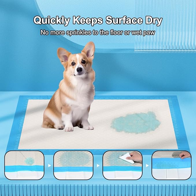 Gardner Pet Ultra Absorbent Thicker Dog Pee Pads Extra Large XL 28"x34" Leak-Proof Odor-Control Blue Puppy Training Pads Full Edge-Wrapping Pad for Dogs Dogs, Puppies, Doggie, Cats, Rabbits - 18 Ct-PawvioPets