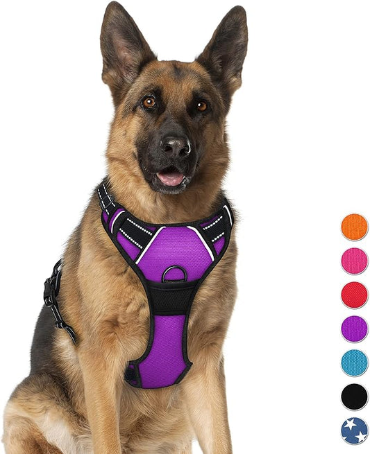 BARKBAY No Pull Dog Harness Large Step in Reflective Dog Harness with Front Clip and Easy Control Handle for Walking Training Running(Purple,XL)-PawvioPets
