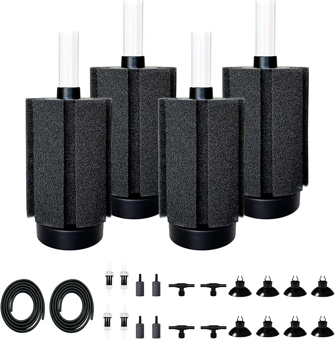 4Pcs Aquarium Sponge Filter 40 Gallon, Sponge Filter 50Gal with Airstone Breeding Fry Betta Shrimp Fish Tank 10 Gal to 50 Gal-PawvioPets