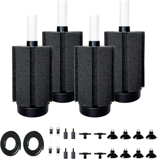 4Pcs Aquarium Sponge Filter 40 Gallon, Sponge Filter 50Gal with Airstone Breeding Fry Betta Shrimp Fish Tank 10 Gal to 50 Gal-PawvioPets