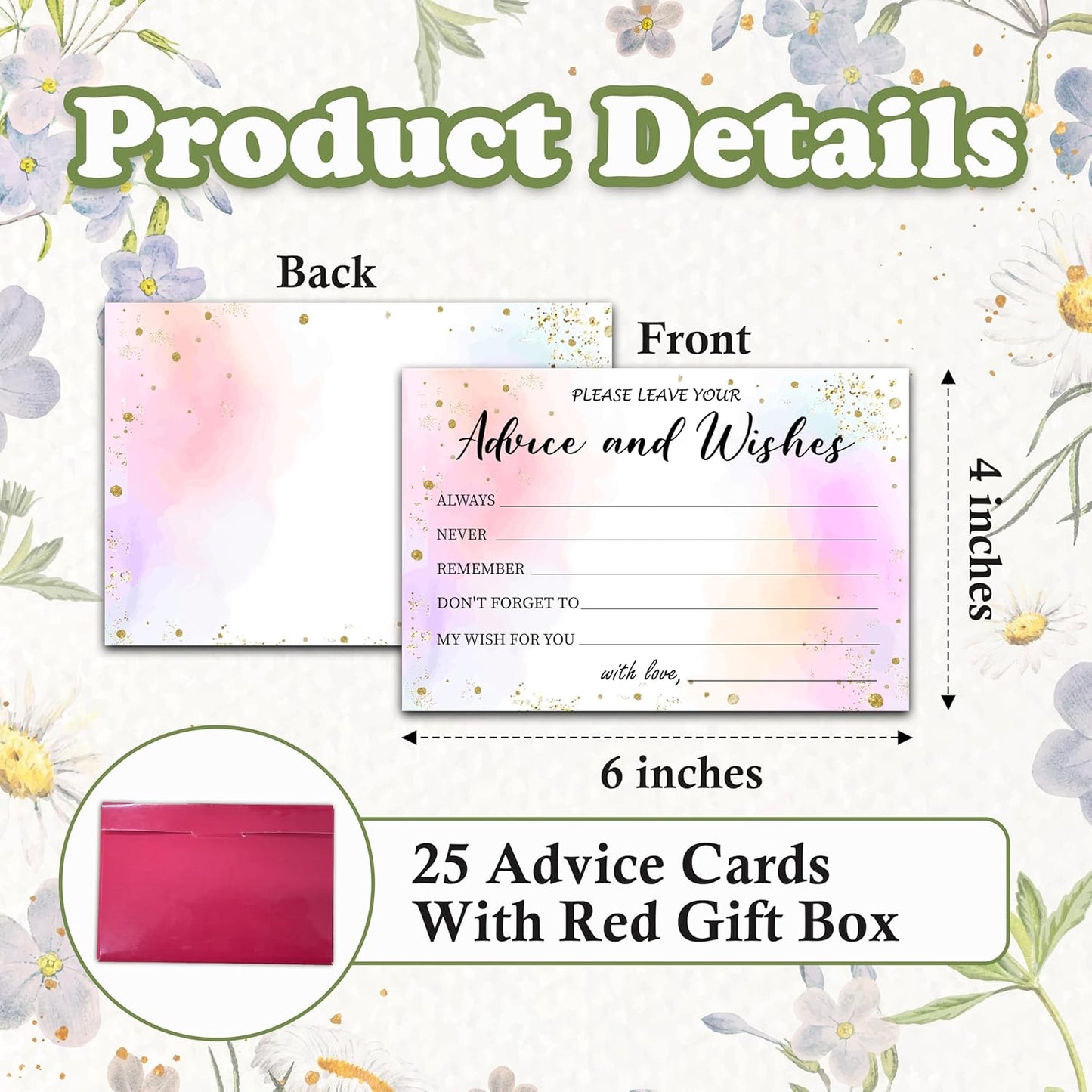 Advice And Wishes Cards (25pcs), Tie-Dye Advice Cards For Mr And Mrs, Bride And Groom, New Parents, Bridal Shower, Baby Shower, Engagement, Wedding, Bachelorette Party Games Decor -A13