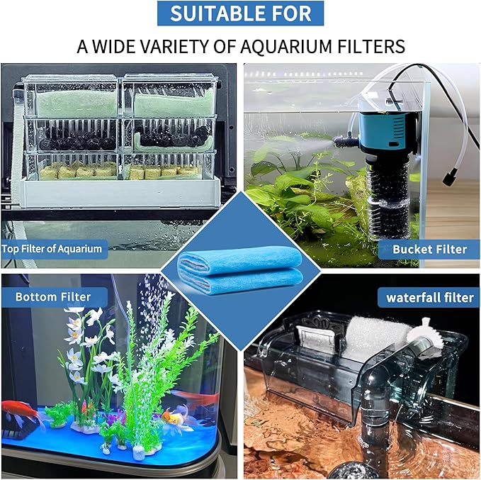 12" x 78" Aquarium Filter Sponge Fish Tank Pond Filter Media Filters Pad for Fish Tank,Filter Freshwater, Saltwater Aquariums, Reusable Fish Pond Filter Material, 0.59" Thick,Blue-PawvioPets