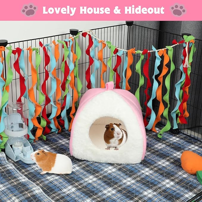 BWOGUE Guinea Pig House Bed Cozy Hamster Cave Large Hideout for Dwarf Rabbits Hedgehog Bearded Dragon Winter Nest Hamster Cage Accessories-PawvioPets