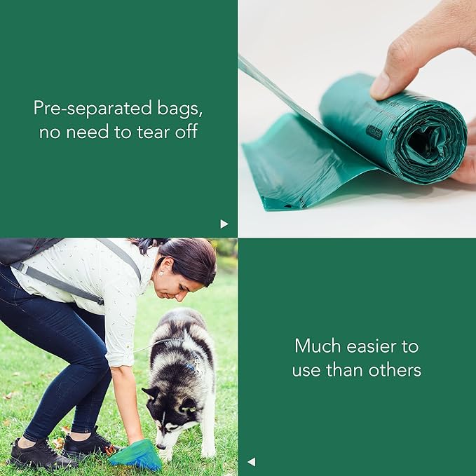 Extended Dog Poop Bags with Dispenser, 1000 Count, Pre-Separated, Lavender Scent, Eco-friendly Material, Extra Thick, 100% Leakproof, 8"x 15.6", Green-PawvioPets