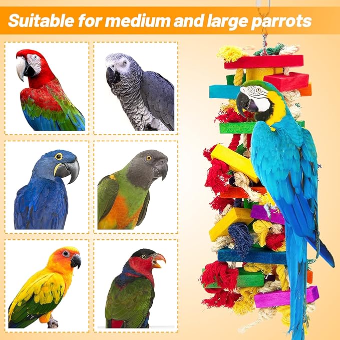Extra Large Bird Parrot Toys for Macaws, African Grey, Amazon Parrots Bird Gifts-PawvioPets