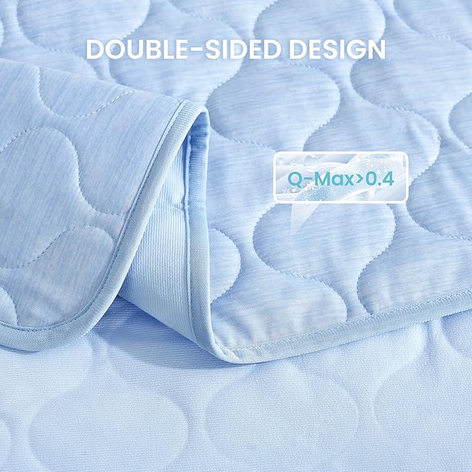 Cozy Bliss Leakproof Cooling Blanket for Large Dogs – Q-Max>0.4, Durable & Washable Dog Cooling Mat for Hot Weather, Soft Pet Throw & Couch Protector for Dogs & Cats, 40x60 Inch, Heather Cool Blue-PawvioPets