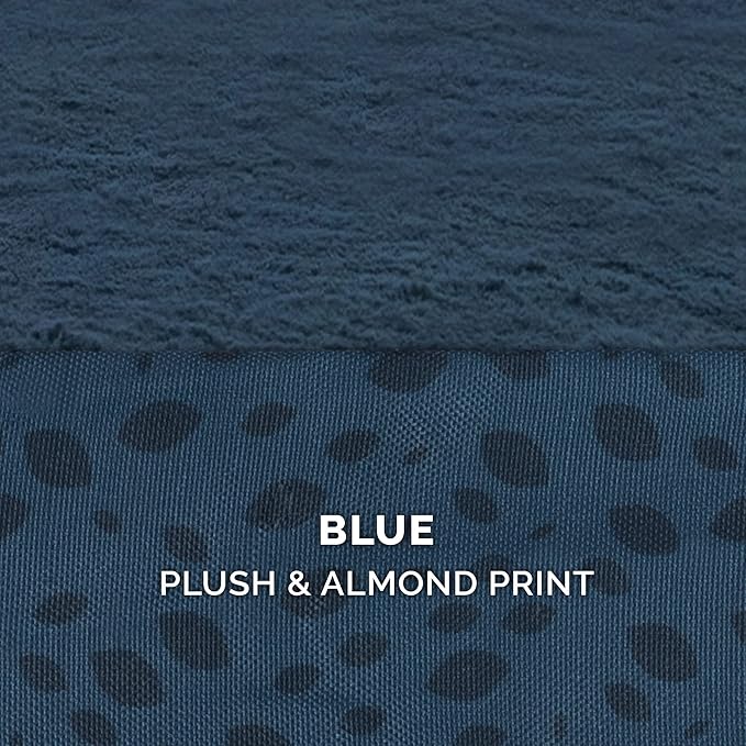 Furhaven Cooling Gel Dog Bed for Medium/Small Dogs w/ Removable Bolsters & Washable Cover, For Dogs Up to 35 lbs - Plush & Almond Print L Shaped Chaise - Blue Almonds, Medium-PawvioPets