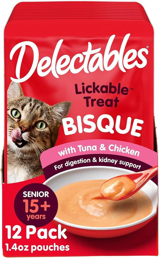 Delectables Lickable Wet Cat Treats - Tuna & Chicken, 1.4 Ounce (Pack of 12)-PawvioPets