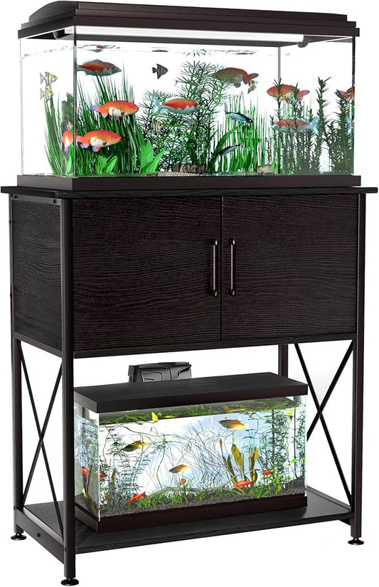 20-29 Gallon Aquarium Stand Metal Frame Fish Tank Stand with Cabinet Storage, for 20 Gallon Long Aquarium,30.7" L*16.5" W Tabletop,330LBS Capacity Black PG01YGB-PawvioPets