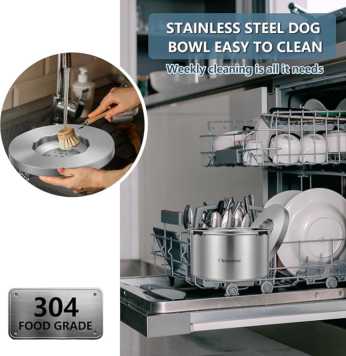 Dog Water Bowl No Spill,5.6L/1.5Gal Large Spill Proof Water Bowl for Dogs,Stainless Steel Slobber Stopper Slow Drinking Dog Bowl Anti Splash Pet Water Dispenser for Messy Drinkers-PawvioPets