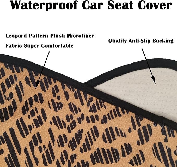 Car Seat Cover Protector Front Seats,for Gym Workout,Running,Swimming,Beach and Hiking,Waterproof Sweat Towel Bucket Seat Covers for Cars SUV Trucks (Leopard, 2Pcs)-PawvioPets