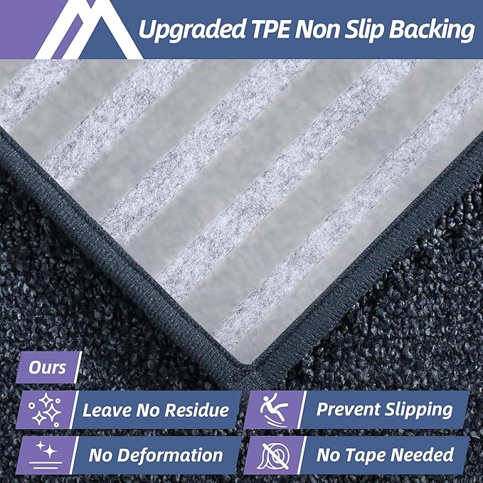 COSY HOMEER Edging Stair Treads Non-Slip Carpet Mat 28inX9in Indoor Stair Runners for Wooden Steps, Edging Stair Rugs for Kids and Dogs, 100% Polyester TPE Backing (10pc, Navy)-PawvioPets