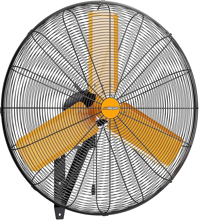 24 inch Oscillating High Velocity Wall Mount Fan, 7600 CFM Industrial Heavy Duty Metal Wall Fan, 3 Speeds, Adjustable Height and Tilt, Commercial Shop Fans for Garage, Workshop-PawvioPets