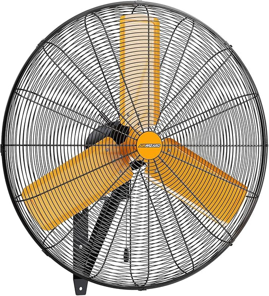24 inch Oscillating High Velocity Wall Mount Fan, 7600 CFM Industrial Heavy Duty Metal Wall Fan, 3 Speeds, Adjustable Height and Tilt, Commercial Shop Fans for Garage, Workshop-PawvioPets