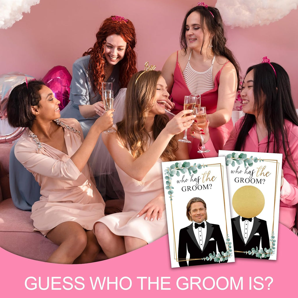 Bridal Shower Scratch Off Game Cards, Who Has The Groom, 41Pcs Watercolor Greenery Wedding Shower Scratch Off Games, 3.5"x 2.1" Bachelorette Party Favor Decor, Engagement Party Ideas Activities-A07