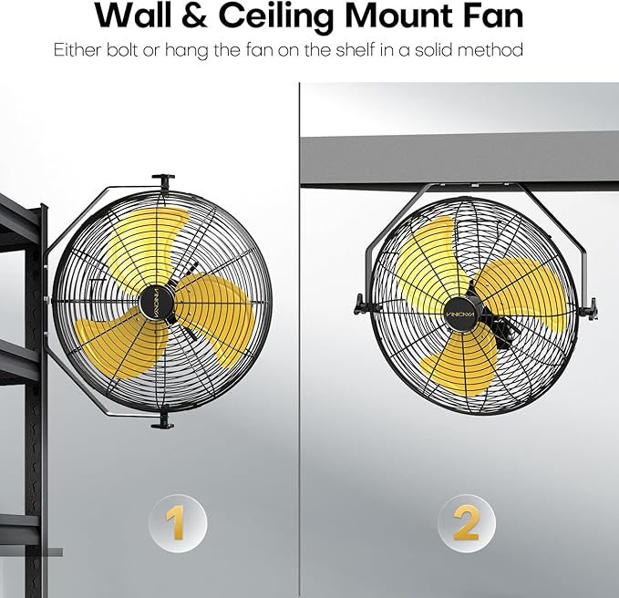18 Inch Industrial Wall Fan, 4800 CFM Metal Wall Mount Fans with Poweful Motor, 3 Speed, Heavy Duty Fan Indoor for Covered Patio, Greenhouse, Gazebo, and Garage, UL Listed-PawvioPets