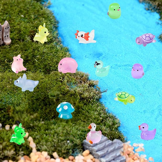 200 Pcs Mini Resin Animals Kit Accessories Variety Pack Glow Animal Figurines Resin Mini Ducks Figurines Accessories for Variety Pack for Garden Micro Landscape Aquarium Potted Dollhouse Decor-PawvioPets