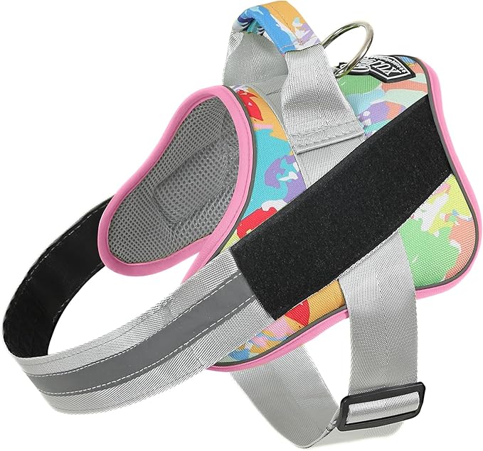 Bolux Dog Harness, No-Pull Reflective Dog Vest, Breathable Adjustable Pet Harness with Handle for Outdoor Walking - No More Pulling, Tugging or Choking (X-Small (Pack of 1), OilPainting)-PawvioPets