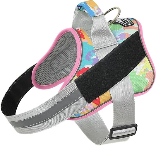 Bolux Dog Harness, No-Pull Reflective Dog Vest, Breathable Adjustable Pet Harness with Handle for Outdoor Walking - No More Pulling, Tugging or Choking (Medium (Pack of 1), OilPainting)-PawvioPets