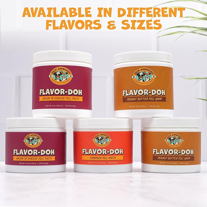 Flavor-Doh - Flavored Pill Wrap for Dogs to Hide Capsules, Create Pockets, and Form Pill Treats for Dogs - Easy-to-Use Treat Paste for Pet Medicine - Peanut Butter (8oz)-PawvioPets